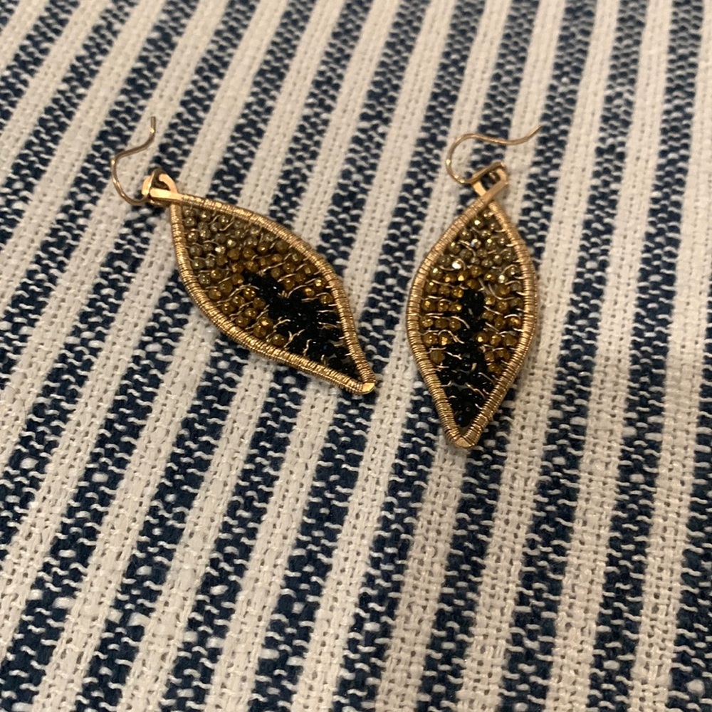 Dangly sparkle earrings, gold and black NWOT